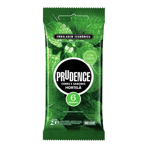 PRESERVATIVO PRUDENCE CORES E SABORES HORTELÃ COM 6 UNIDADES