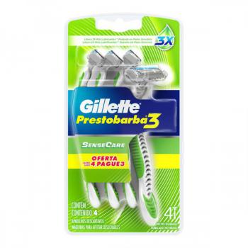 Aparelho de Barbear Gillette Prestobarba 3 SenseCare Leve 4 Pague 3