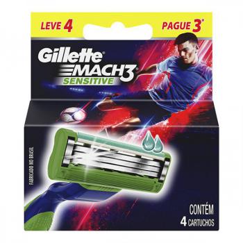 Carga para Aparelho de Barbear Gillette Mach3 Sensitive  4 Unidades