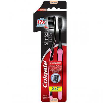 Escova Dental Colgate SlimSoft Black Macia 2 Unidades