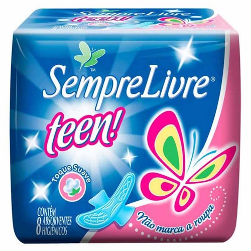 Absorvente Sempre Livre teen toque suave com abas 8 unidades