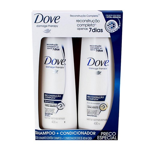 KIT DOVE SHAMPOO 200ML+CONDICIONADOR RECONSTRUCAO COMPLETA 200ML