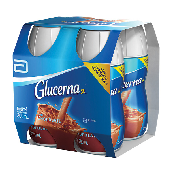 Glucerna SR Sabor Chocolate Pack 4 Garrafinhas de 200ml
