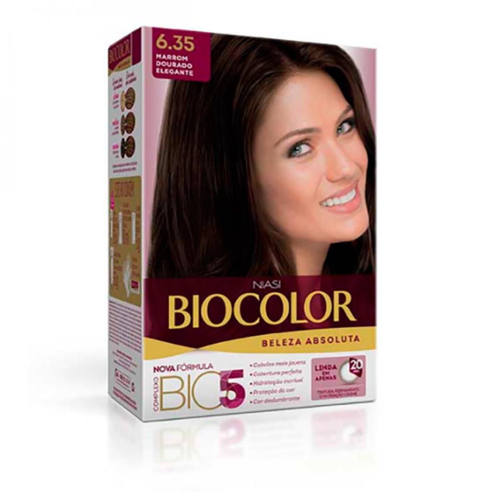 Tintura Biolocor Creme Kit 6.35 Marrom Dourado Elegante