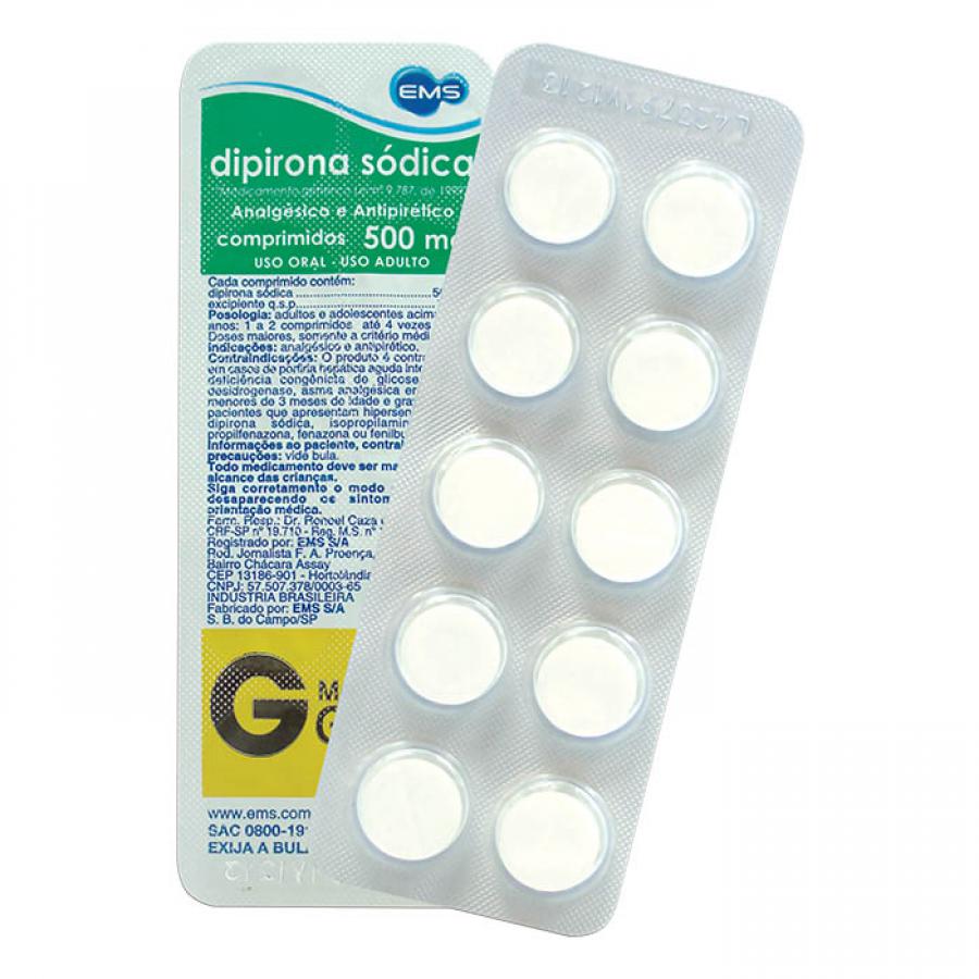 Dipirona Sodica 500mg 10 Comprimidos