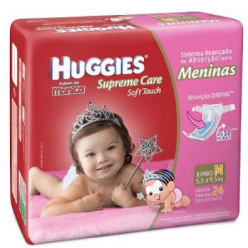 Fralda Huggies Supreme Care Soft Touch Jumbo Meninas Tam M 24 unidades