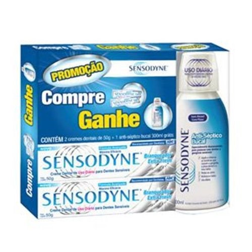 Creme Dental Sensodyne Kit Branqueador 50g + Enxaguatório