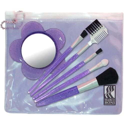 Kit Marco Boni Com Estojo Para Maquiagem Com 6 Pincéis Roxo