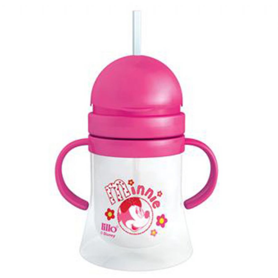 Caneca Lillo Disney com Canudo Silver Rosa 180ml (Cod:401)