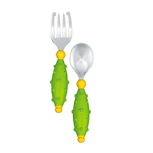 Kit Colher e Garfo Fun Grips Verde  Lillo