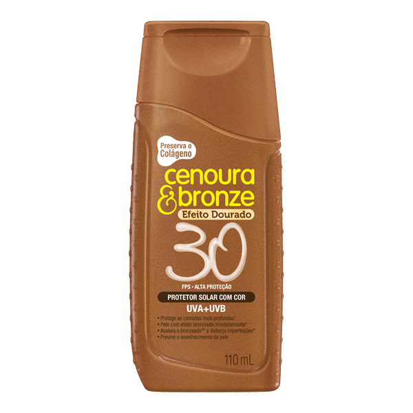 Protetor Solar Cenoura & Bronze Efeito Dourado FPS 30 Loção com Cor 110ml