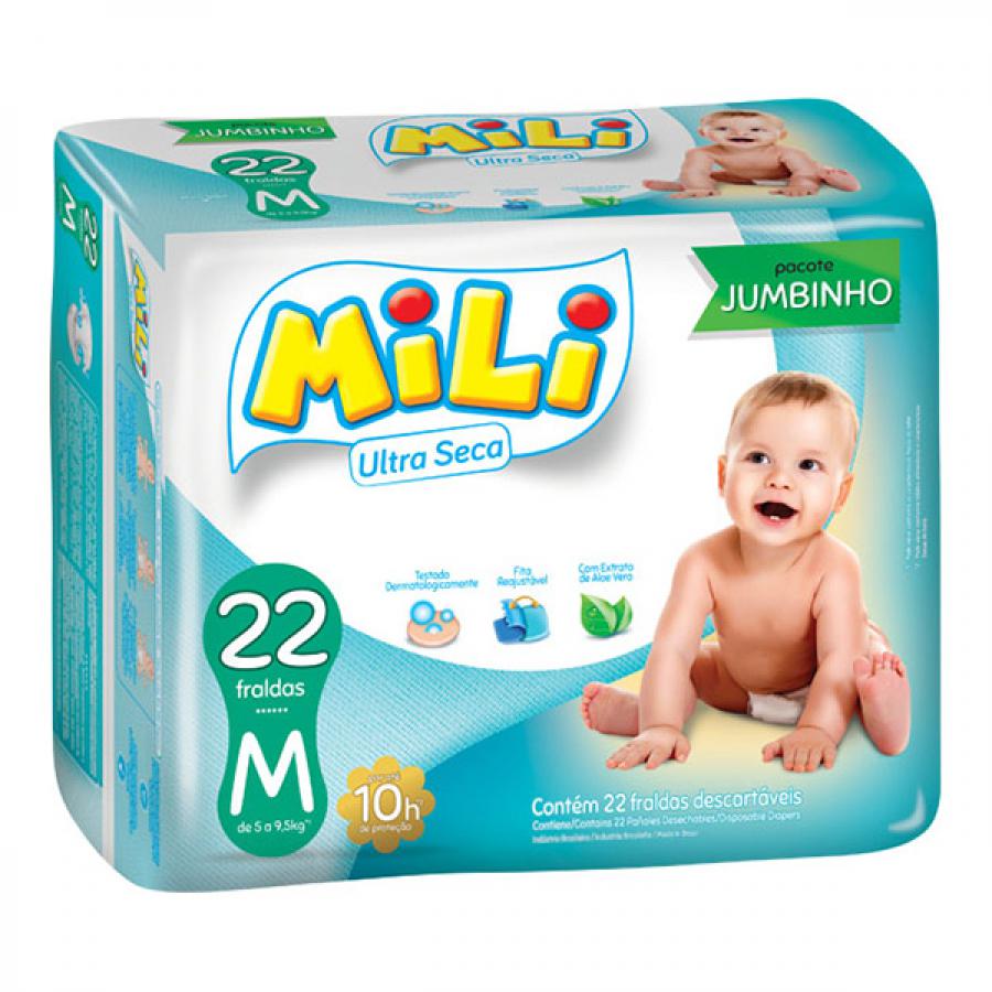 Fralda Mili Ultra Seca Jumbinho M 22 unidades