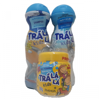 Kit Tralala Kids Shampoo + Condicionador Nutrikids 480ml + Gel Fixador 250g