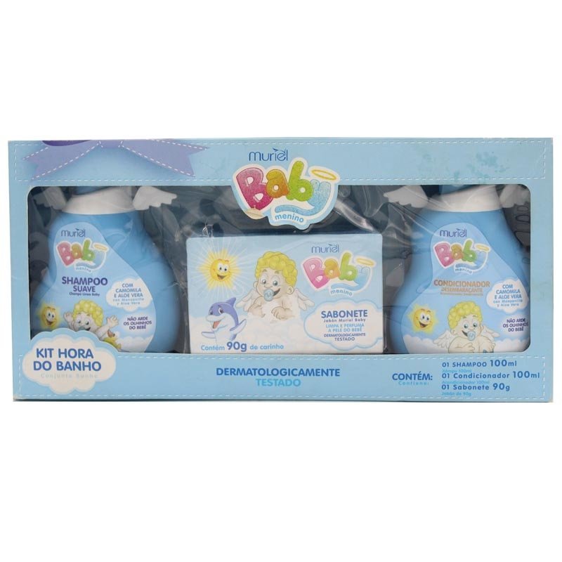 Kit Muriel Infantil Shampoo, Condicionador e Sabonete Azul