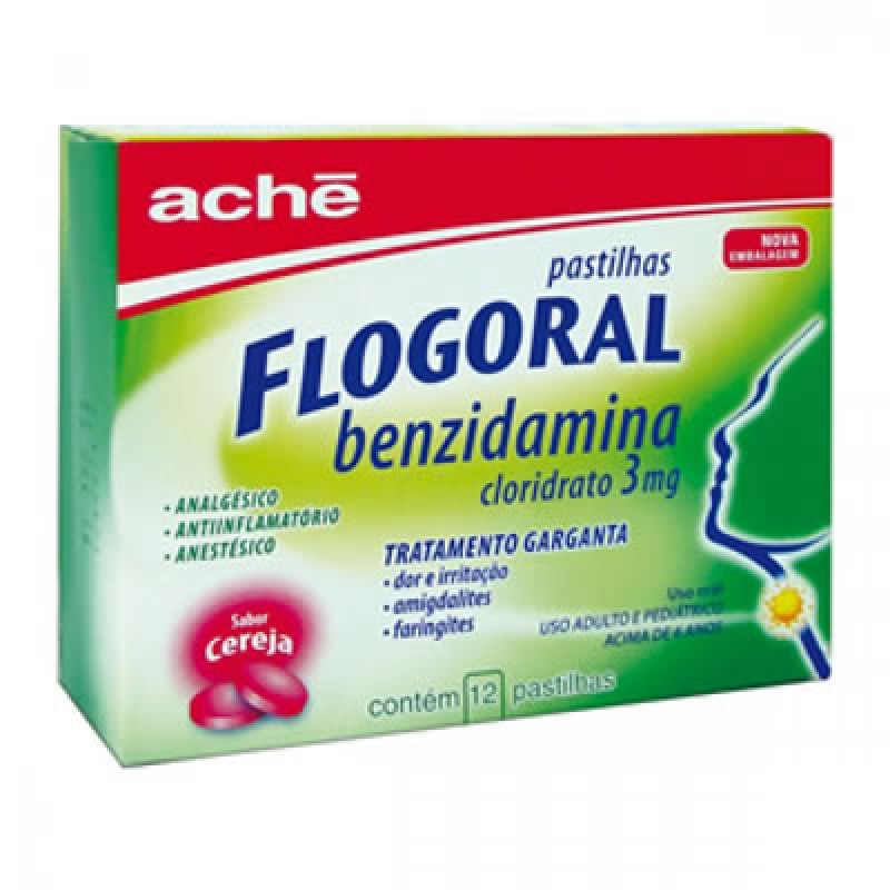 Flogoral Sabor Cereja com 12 Pastilhas