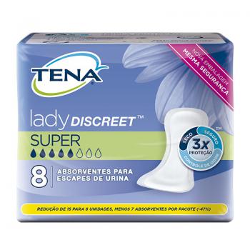 ABSORVENTE TENA LADY DISCREET SUPER COM 8 UNIDADES