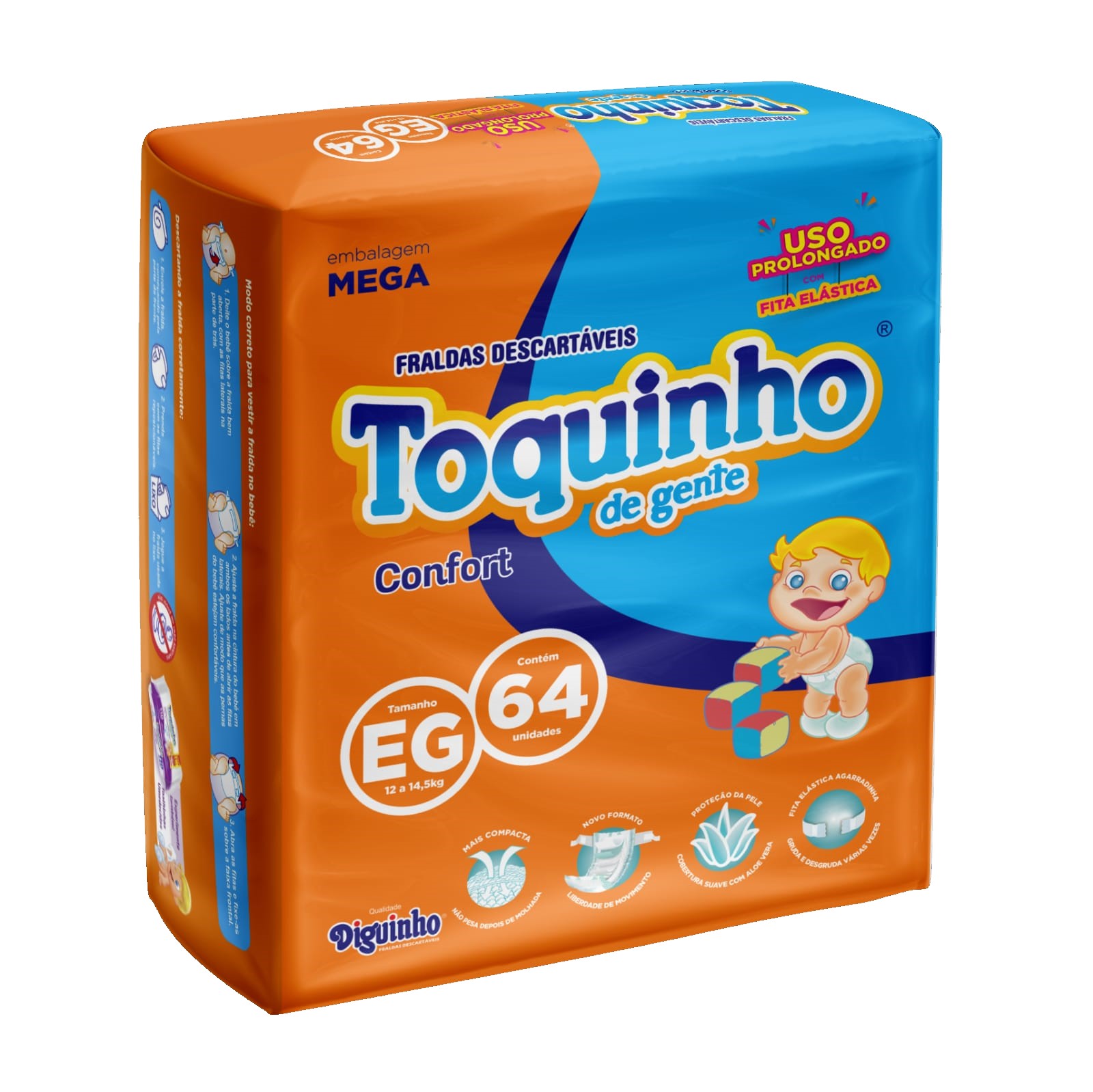 Fralda Toquinho de Gente Premium EG, 64 unidades