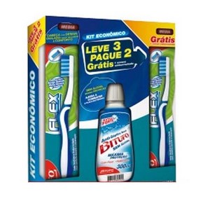 Kit Bitufo Escova Dental + Enxaguatório + Grátis Escova Dental