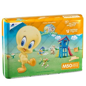 Fralda Looney Tunes Mega M Com 50 Unidades