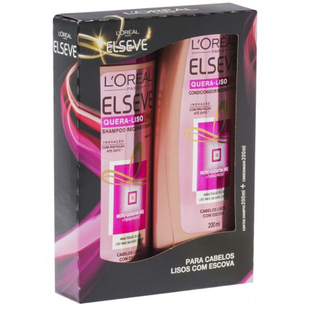 KIT ELSEVE QUERA LISO RECONSTITUINTE SHAMPOO E CONDICIONADORICIONADOR 200ML