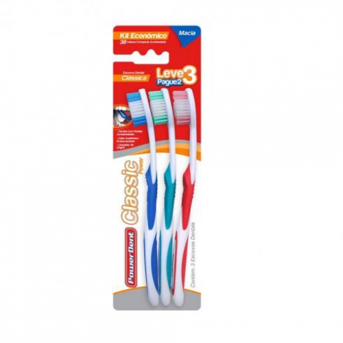 Escova Dental Powerdent Classic Leve 3 e Pague 2 unidades