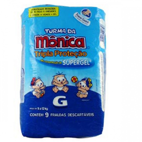 Fralda Turma da Monica Suave G 09 Unidades